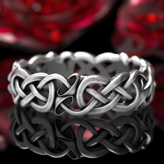 Mushroom Ring, Sterling Silver Infinity Ring, Silver Celtic Ring, Hippie Ring, Nature Ring, Botanical Ring, Pagan Wedding Ring, 1371