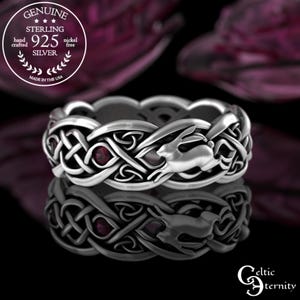 Ruby Rabbit Ring, Sterling Rabbit Ring, Rabbit Wedding Band, Celtic Rabbit Ring, Hare Ring, Silver Rabbit Wedding Ring, Ruby Bunny Ring 4682