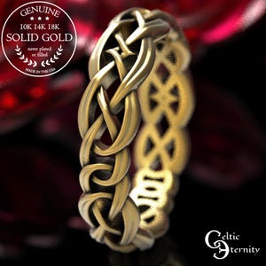 Womens Gold Celtic Forever Band, Celtic Wedding Ring, 10K 14K 18K Gold Platinum, Celtic Knot Ring, Unique Eternity Ring, 1403