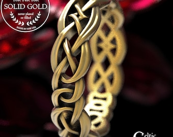 Womens Gold Celtic Forever Band, Celtic Wedding Ring, 10K 14K 18K Gold Platinum, Celtic Knot Ring, Unique Eternity Ring, 1403