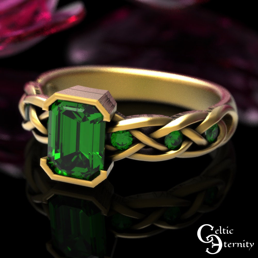 Celtic And Emerald Engagement Ring