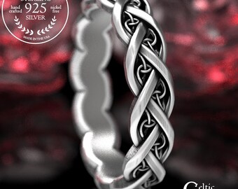 Sterling Silver Celtic Wedding Band, Modern Wedding Band, Trinity Knotwork Ring, Womens Infinity Wedding Ring, Sterling Eternity Ring, 1417
