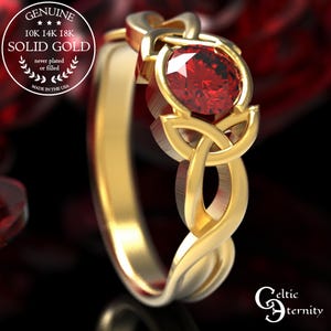 Celtic Ruby Engagement Ring, Gold Engagement Ring, Ruby Solitaire Ring, Platinum Ruby Ring, Celtic Wedding Ring, Gold Ruby Ring, 405
