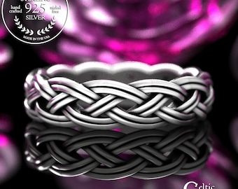 Woman's Sterling Woven Infinity Wedding Band, Celtic Double Knot Ring, Silver Everlasting Love Ring, Traditional Irish Bridal Ring, 2146