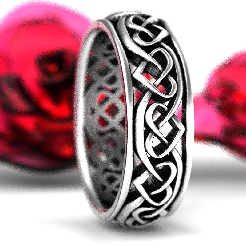 Celtic Heart Wedding Ring, Sterling Silver Celtic Ring, Celtic Jewelry