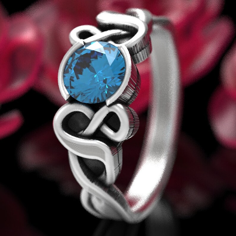 Made in Your Size CR-405b RESERVED FOR Jessprovencio 4 Payments Celtic Aquamarine Ring With Custom Knot Design in Sterling Silver