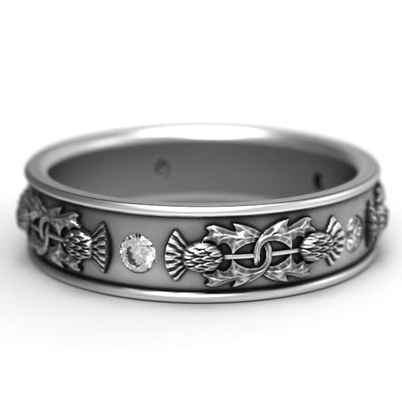Silver Thistle Ring Mens Handmade Rings 925 Sterling Silver Scottish Ring Scottish Thistle Jewelry Custom Size 1317 Botanical Jewelry