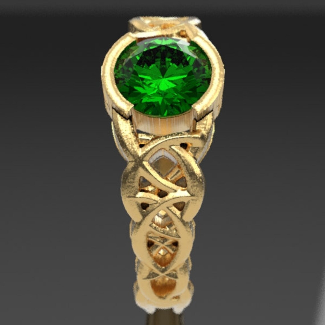 Gold Celtic Engagement Ring With Emerald and Dara Knotwork Etsy