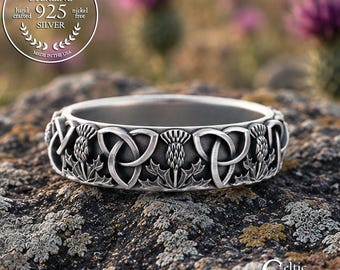 Sterling Womens Thistle Ring, Simple Celtic Ring, Scottish Thistle Ring, Classic Thistle Ring, Scottish Wedding Band, Irish Knot Ring, 4811