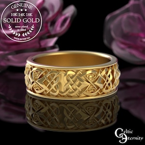 Mens Celtic Woven Ring, Gold or White Gold Celtic Wedding Ring, Mens Gold Wedding Band, Mens Celtic Wedding Ring, Gold Knotwork Ring, 4012
