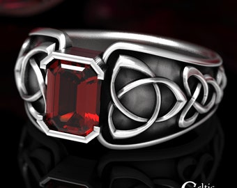 Silver + Ruby Celtic Ring, Ruby Engagement Ring, Silver Statement Ring, Celtic Statement Ring, Celtic Wedding Ring, Silver Celtic Ring, 1531