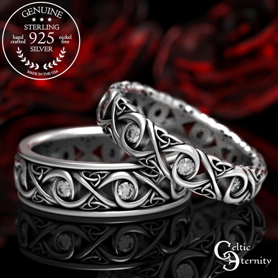 Cuore Anello Pietra Zodiacale Bianco Zircone Cubico 925 Argento Celtico Gioielli