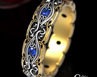 2-Tone Mushroom Ring, Sapphire Silver and Gold, Mushroom Ring, Gold Mushroom, Shroom Ring, Psychedelic Mushroom Ring, Celtic Mushroom, 1737