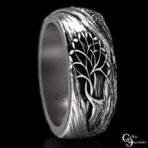 Tree of Life Ring, Silver Tree Ring, Tree of Life Wedding Band, Men's Wedding Band, Silver Wedding Band, Celtic Tree of Life Ring, 1793