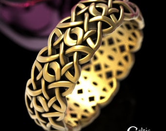 Gold Celtic Infinity Pattern, 10K Celtic Design Ring, 14K Irish Pattern Ring, 14K Custom Celtic Ring, 18K White Gold Infinity Weave, 1834