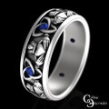 Mens Sterling Claddagh Ring, Sapphire Claddagh Wedding Band, Silver Irish Heart Crown Ring, Sapphire Crown Wedding Ring, Handfast Ring, 3079