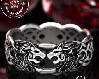 Sterling Silver Celtic Lion Ring, Lion Ring, Lion Jewelry, Big Cat Ring, Lion Wedding Ring, Safari Ring, Jungle Ring, Animal Jewelry, 1370