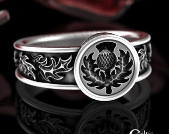 Scottish Thistle Signet Ring, Sterling Silver Mens Scottish Ring, Wax Seal Ring, Mens Thistle Ring, Thistle Signet Ring, Thistle Crest, 1767