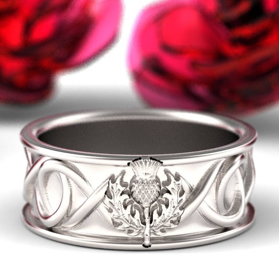 Silver Thistle Ring Mens Handmade Rings 925 Sterling Silver Scottish Ring Scottish Thistle Jewelry Custom Size 1317 Botanical Jewelry