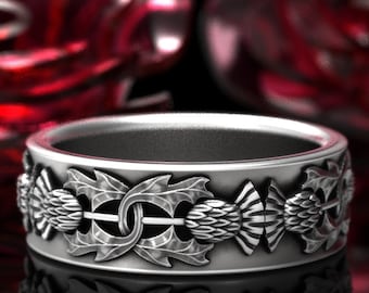 Sterling Thistle Ring, Scottish Thistle Ring, Thistle Wedding Ring, Thistle Wedding Band, Celtic Wedding Ring, Scottish Wedding Ring, 1770