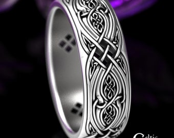 Mens Classic Irish Ring, Braided Wedding Band, Woven Sterling Wedding Ring, Men Celtic Infinity Ring, Silver Men Wedding Band, 1815