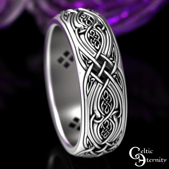 Mens Classic Irish Ring, Braided Wedding Band, Woven Sterling Wedding Ring, Men Celtic Infinity Ring, Silver Men Wedding Band, 1815