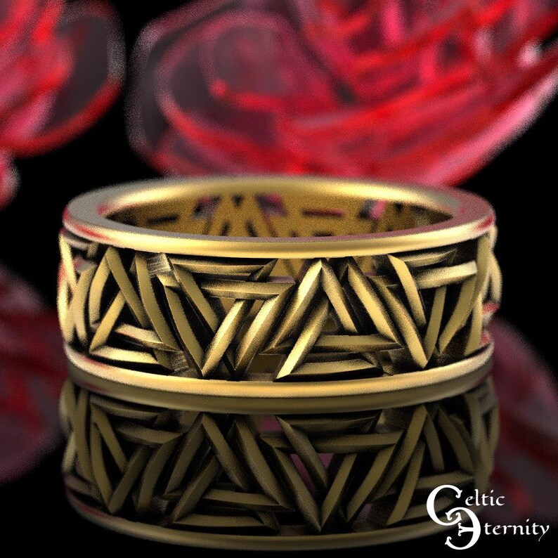 Viking Gold Rings Gold Viking Ring, Valknut Viking Ring, Gold Triangle Ring, Gold Odin ...