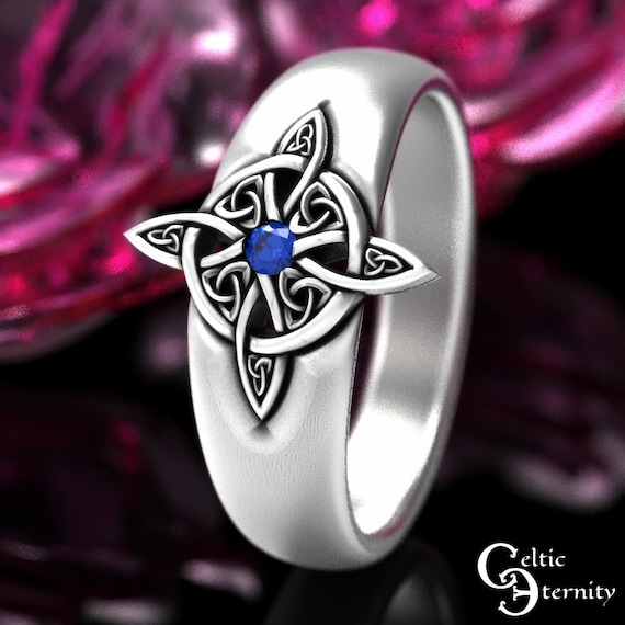 Anillo Celta De Zafiro, Anillo De Diosa De Plata, Anillo De Nudo
