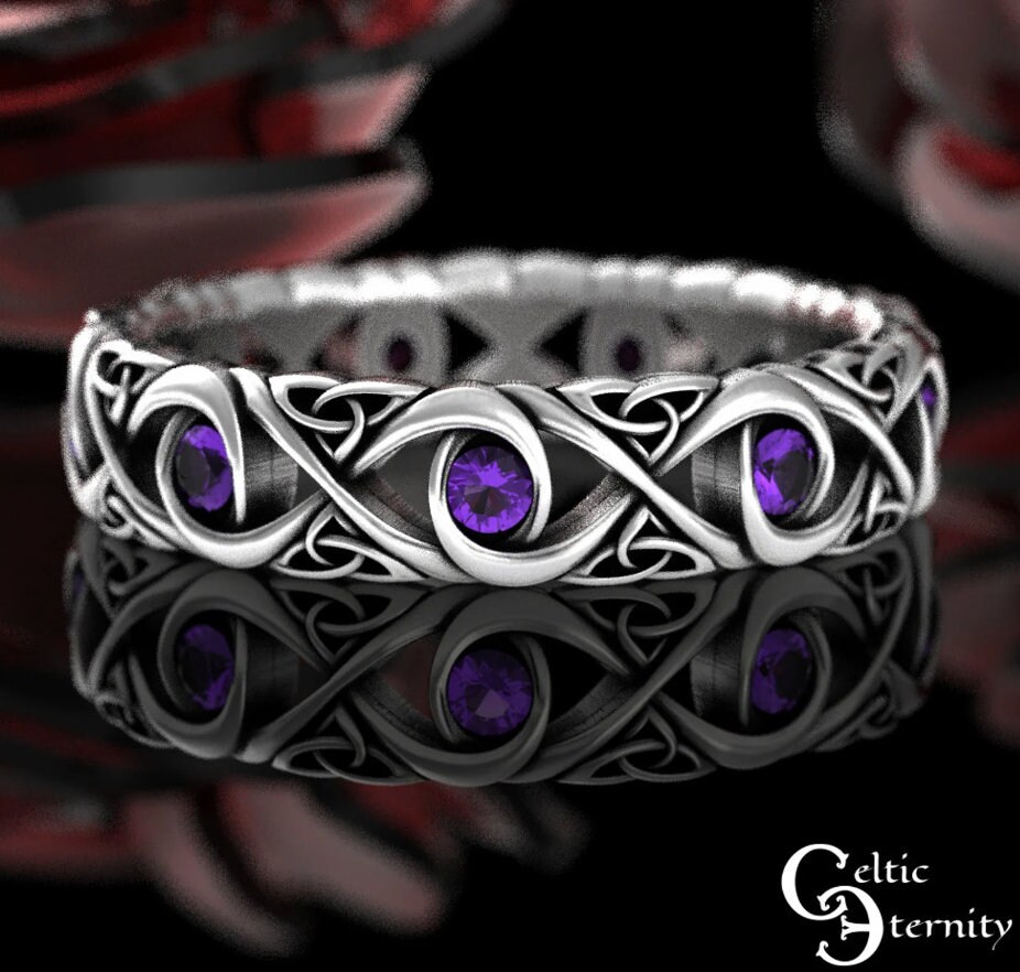Amethyst wedding band discount
