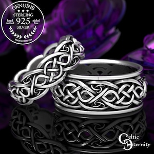 Matching Celtic Wedding Bands, Sterling Silver Celtic Rings, His Hers Wedding Set, Sterling Ring Set, Matching Wedding Bands, 1057 1095