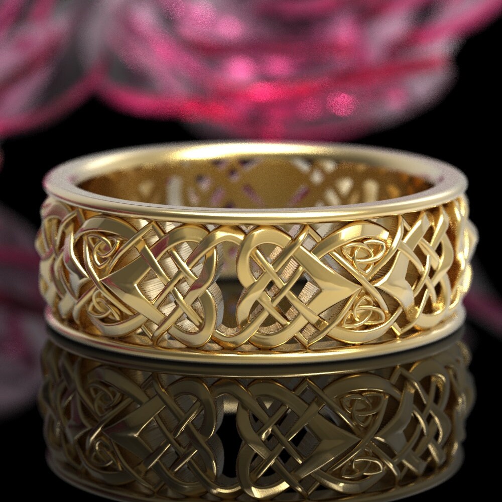 Mens Celtic Woven Ring, Gold or White Gold Celtic Wedding Ring, Mens ...