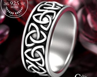 Trinity Knot Ring, Sterling Silver Celtic Wedding Band, Silver Trinity Ring, Sterling Celtic Knot Ring, Celtic Knotwork Wedding Band, 1181