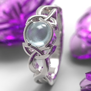 Moonstone Engagement Ring, Celtic Moonstone Ring, Sterling Silver Moonstone Ring, Celtic Engagement Ring, Silver Celtic Ring, Knot Ring 405 image 6