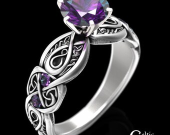 Sterling Alexandrite Celtic Engagement Ring, Infinity Engagement Ring, Alexandrite Celtic Engagement Ring, Alexandrite Wedding Ring, 1652