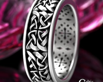 Sterling Celtic Knot Ring, Mens Celtic Wedding Ring, Mens Irish Wedding Band, Mens Scottish Wedding Ring, Silver Mens Knot Ring, 1938