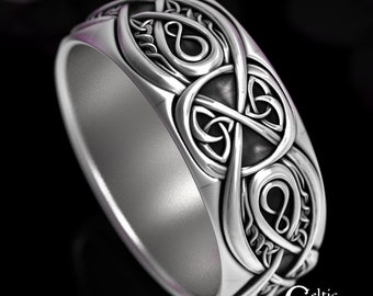 Mens Celtic Wedding Band, Sterling Celtic Ring, Wide Wedding Band, Mens Infinity Ring, Mens Celtic Ring, Mens Infinity Wedding Ring, 1641