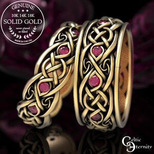 Infinity Wedding Ring Set, Matching Ruby Wedding Rings, Sterling Silver ...
