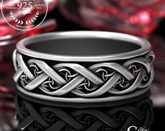 Sterling Silver Celtic Wedding Band, Modern Wedding Band, Trinity Knotwork Ring, Mens Infinity Wedding Ring, Sterling Eternity Ring, 1419
