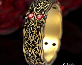Ruby Gold Ring, Infinity Wedding Ring, Ruby Wedding Band, Celtic Wedding Band, Platinum Wedding Ring, Gold Wedding Ring, 1468