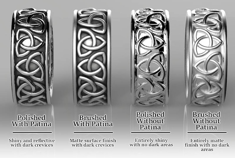 Made in Your Size Cr-1066c Celtic Cut-Through Quaternary Knot Design Ring Sapphire in Sterling SIlver or Palladium 10K 14K 18K Platinum