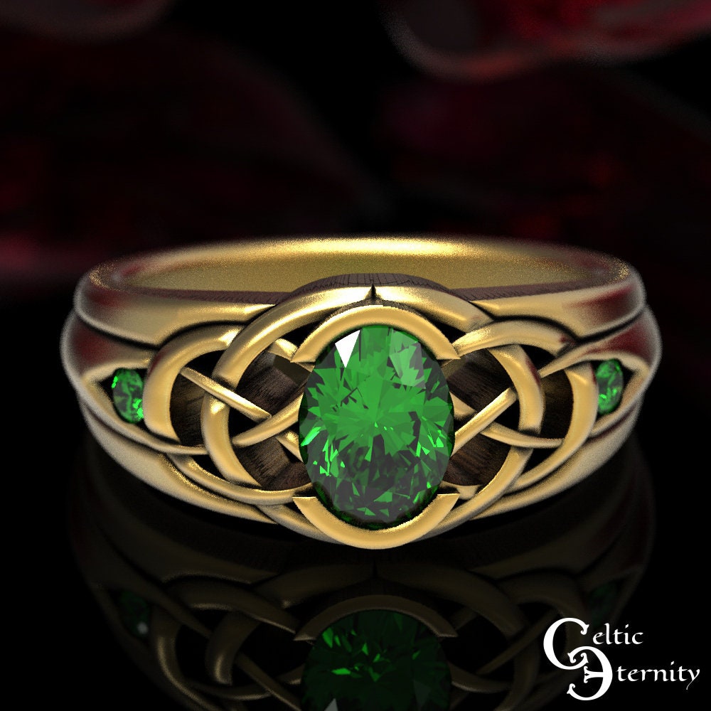 Buy Trinity Emerald Shape Emerald Engagement Ring Platinum, Celtic Knot  Genuine Emerald Diamond Ring, Irish Green Emerald Ring, May Birthstone  Online in India - Etsy