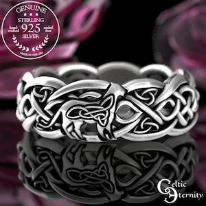 Lioness Sterling Ring, Sterling Big Cat Ring, Silver Panther Ring, Leopard Wedding Ring, Womens Celtic Lioness Ring, Female Lion Ring, 3054