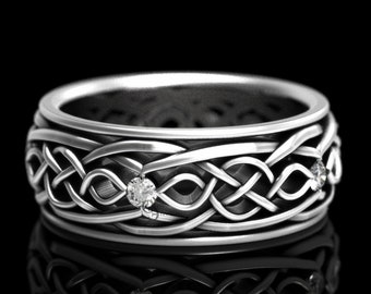 Moissanite Wedding Band, Celtic Wedding Ring, Infinity Diamond Wedding Band, Celtic Diamond Ring, Irish Wedding, Celtic Ring, 1677