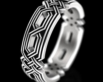 Sterling Silver Celtic Knot Ring, Silver Braided Ring, Mens Wedding Band, Mens Celtic Ring, Mens Silver Celtic Wedding Band, 1324