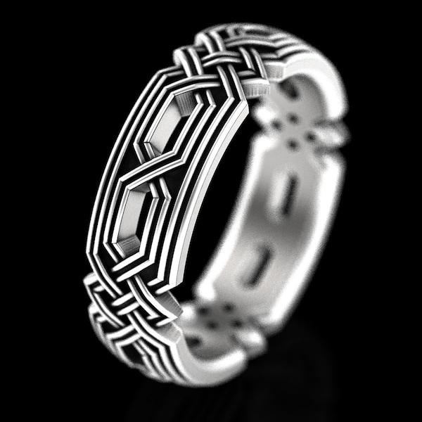 Sterling Silver Celtic Knot Ring, Silver Braided Ring, Mens Wedding Band, Mens Celtic Ring, Mens Silver Celtic Wedding Band, 1324