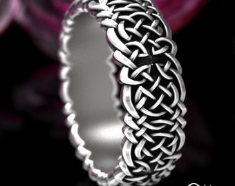 Interwoven Irish Knotwork Ring, Sterling Silver Welsh Wedding Band, Scottish Braided Ring, Handmade Celtic Wedding Ring, Ireland Ring, 1953