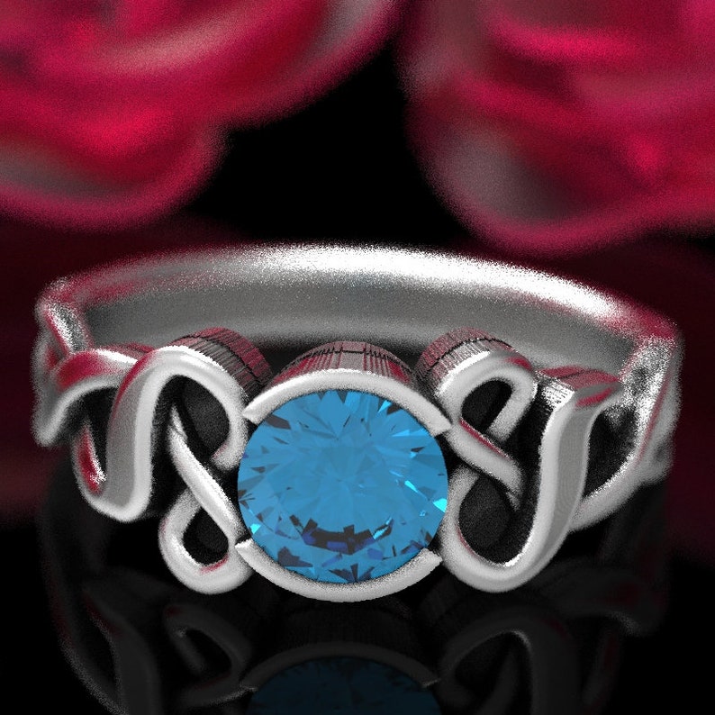 Made in Your Size CR-405b RESERVED FOR Jessprovencio 4 Payments Celtic Aquamarine Ring With Custom Knot Design in Sterling Silver
