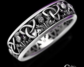 Simple Celtic Ring, Scottish Thistle Ring, Classic Thistle Ring, Scottish Wedding Band, Classic Irish Ring, Thistle Wedding Band, 1811