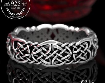 Celtic Dara Eternity Band, Celtic Wedding Ring, Sterling Silver Celtic Knot Ring, Unique Wedding Band, Eternity Ring, 1402