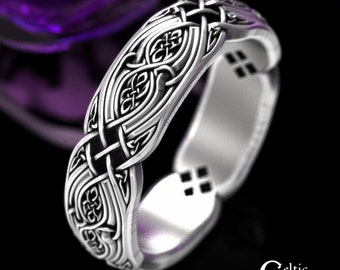 Intricate Celtic Wedding Band, Sterling Silver Infinity Ring, Woven Wedding Ring, Woven Wedding Band, Silver Irish Knot Ring, Knotwork, 1814